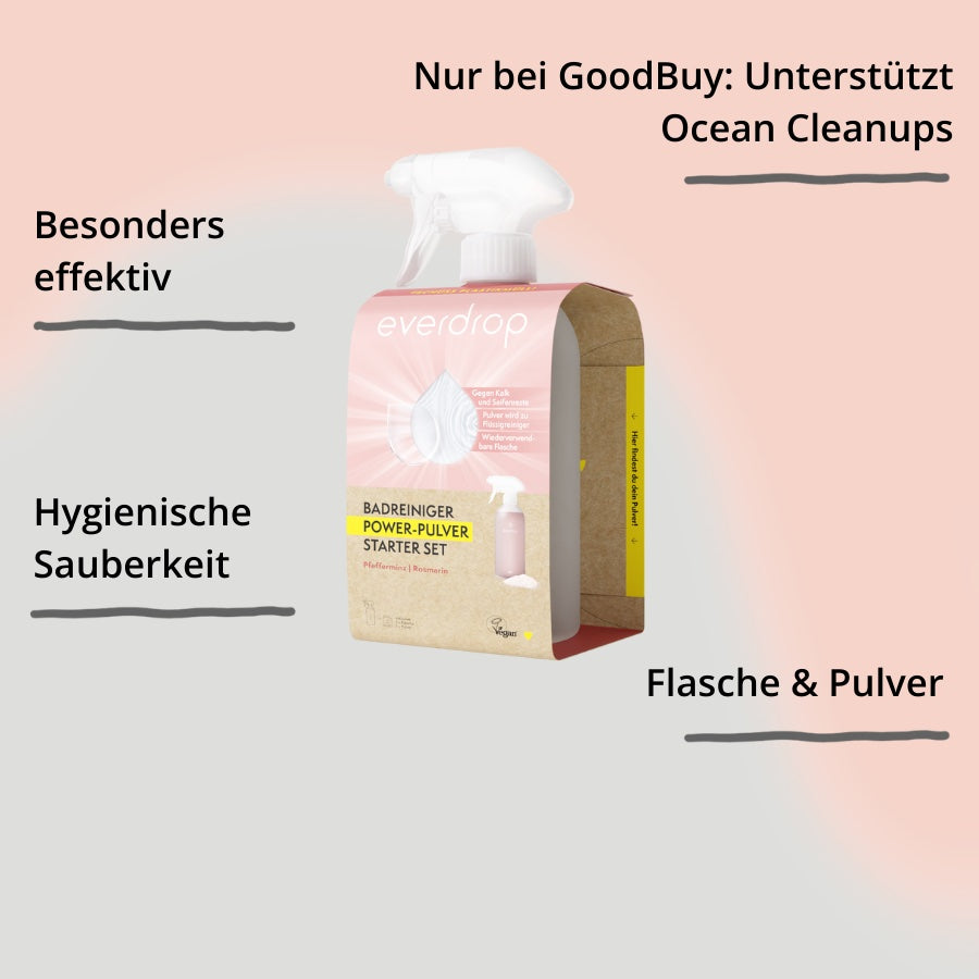 everdrop Badreiniger Starter Set Verpackung von vorne mit Impact