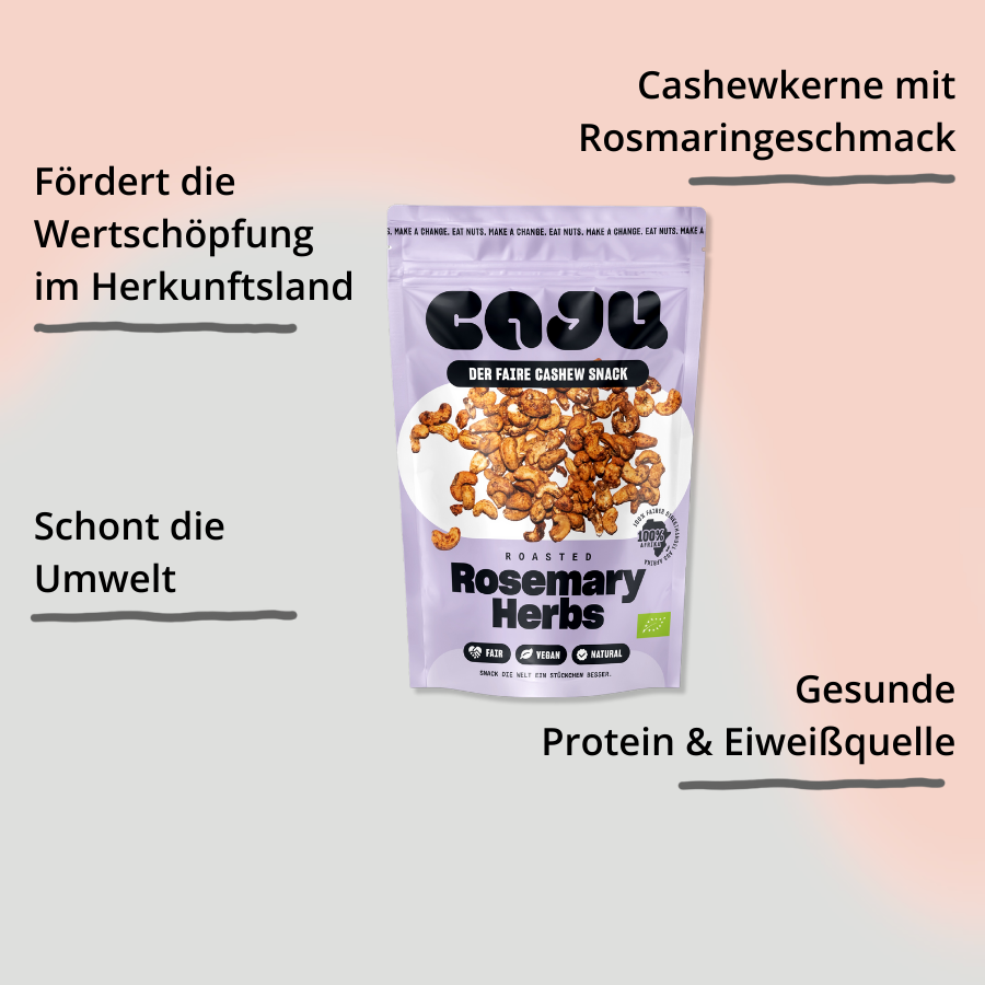 caju Cashews Rosmary Herbs – Verpackung von vorne mit Impact