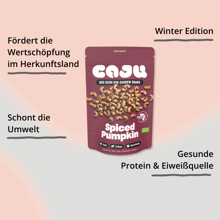 caju Spiced Pumpin – Verpackung und Impact