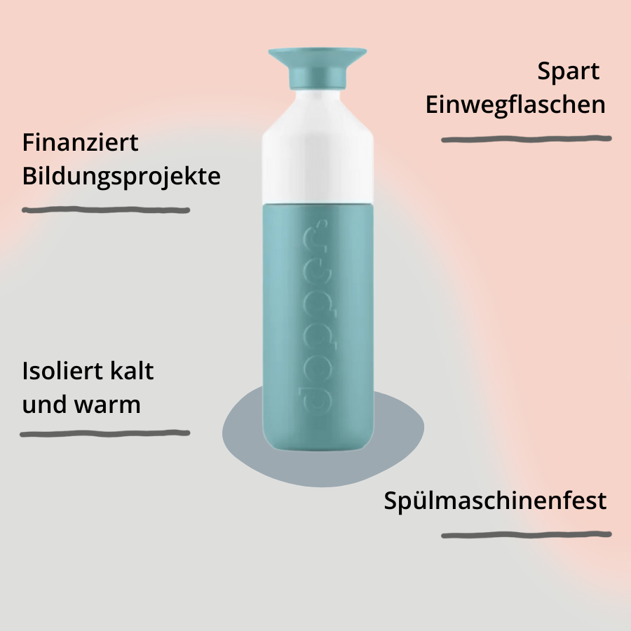 Dopper Insulated Bottlenose Blue ganze Flasche mit Impact