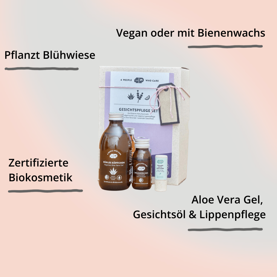 Gesichtspflege Set – Verpackung und einzelne Produkte mit Impact