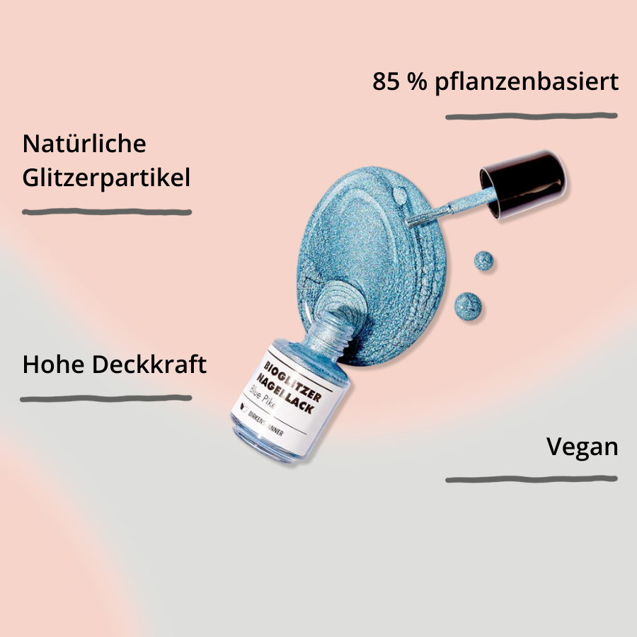 Birkenspanner Bioglitzer Nagellack – Blue Pike mit Impact