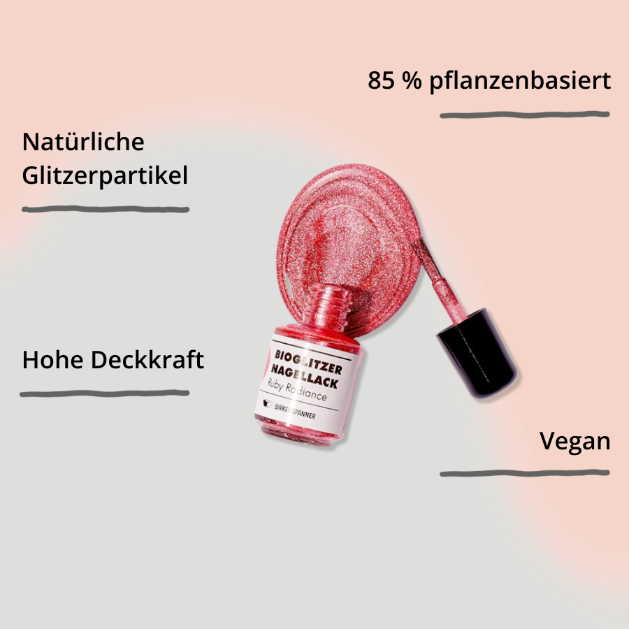 Birkenspanner Bioglitzer Nagellack Ruby Radiance mit Impact