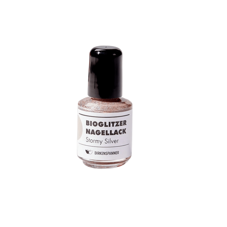 Birkenspanner Bioglitzer Nagellack – Stormy Silver