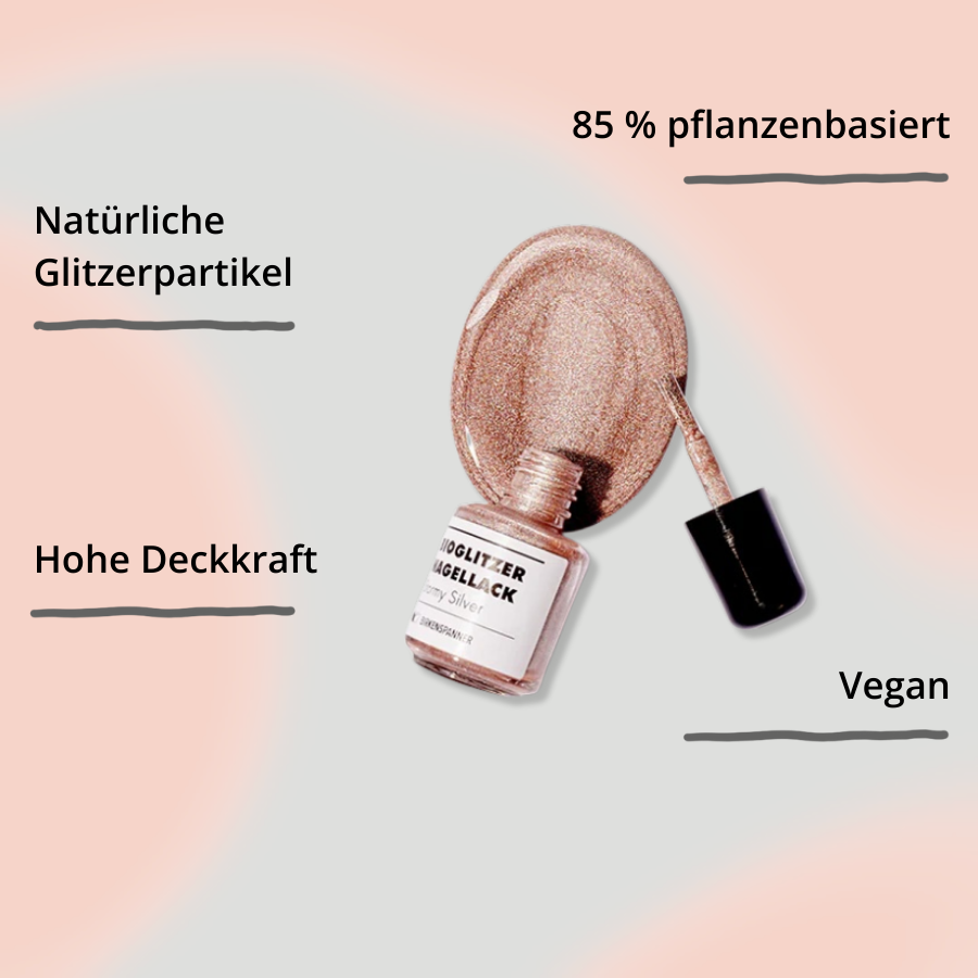 Birkenspanner Bioglitzer Nagellack – Stormy Silver mit Impact