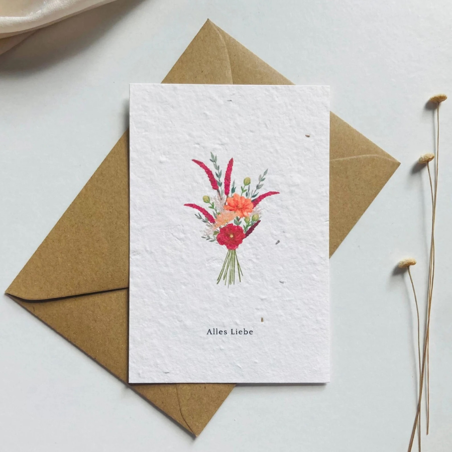 BlühWerk Papeterie – Grußkarte Alles Liebe Blumenstrauß