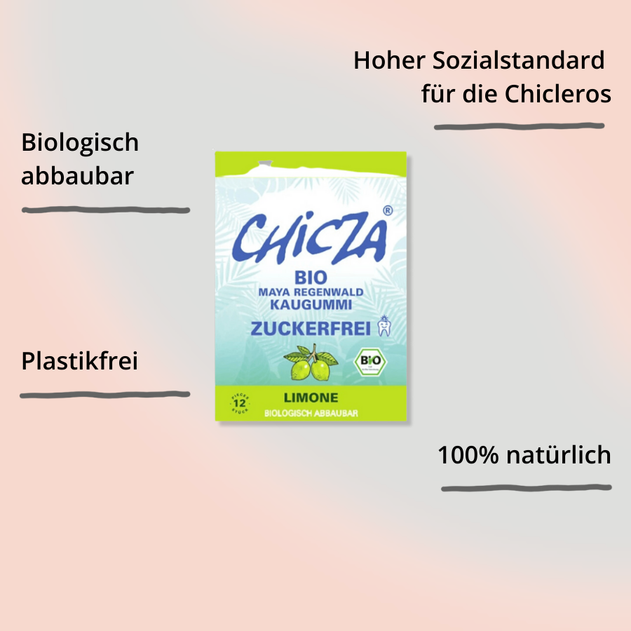 Chicza zuckerfreier Kaugummi Limone – 12 Stück mit Impact