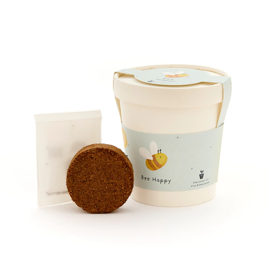 Bienenweide "Be Happy" im Becher von Die Stadtgärtner – Becher mit Inhalt