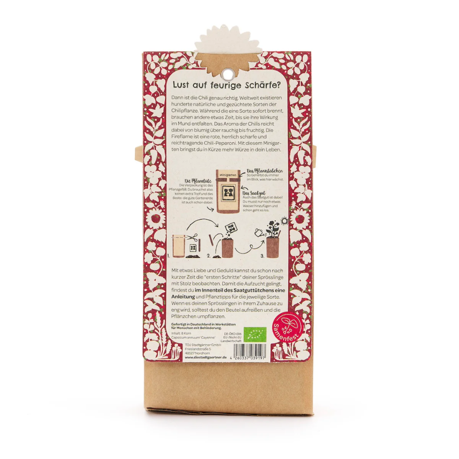 Minigarten – Chili von Die Stadtgärtner – Verpackung von hinten