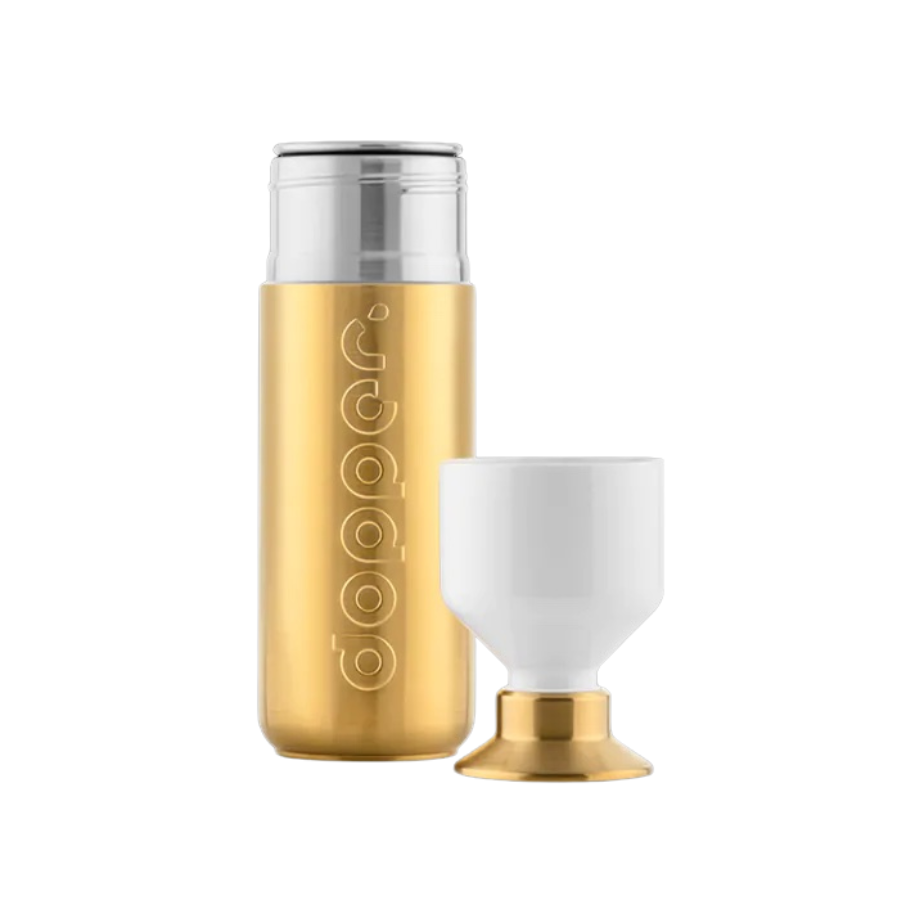 Dopper Steel Gold mit Becher