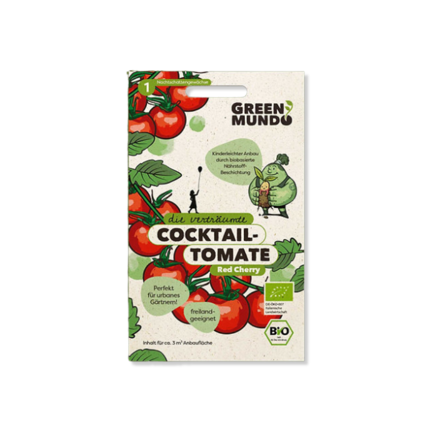 Saatgut Cocktailtomate Red Cherry von Green Mundo – Verpackung