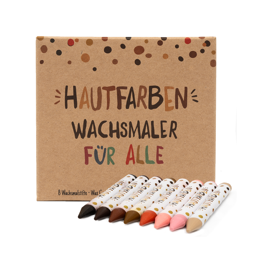 Geschlossene Verpackung und Wachsmaler von Hautfarben
