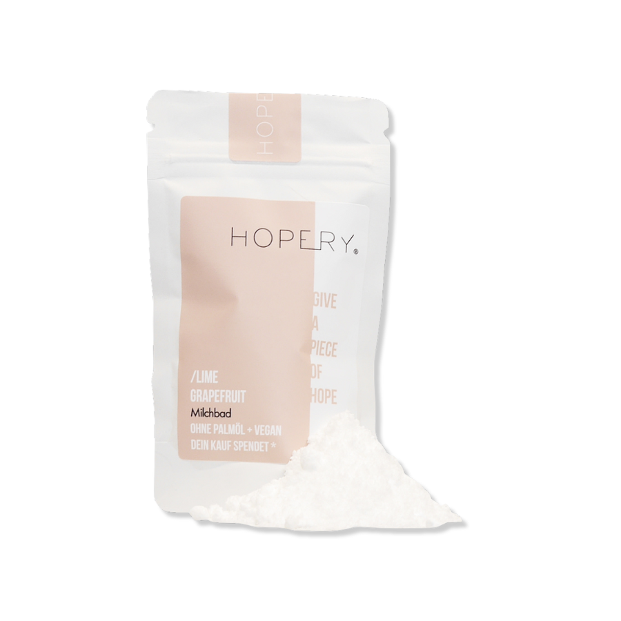 Milchbad – Lime Grapefruit von Hopery, Verpackung mit Häufchen