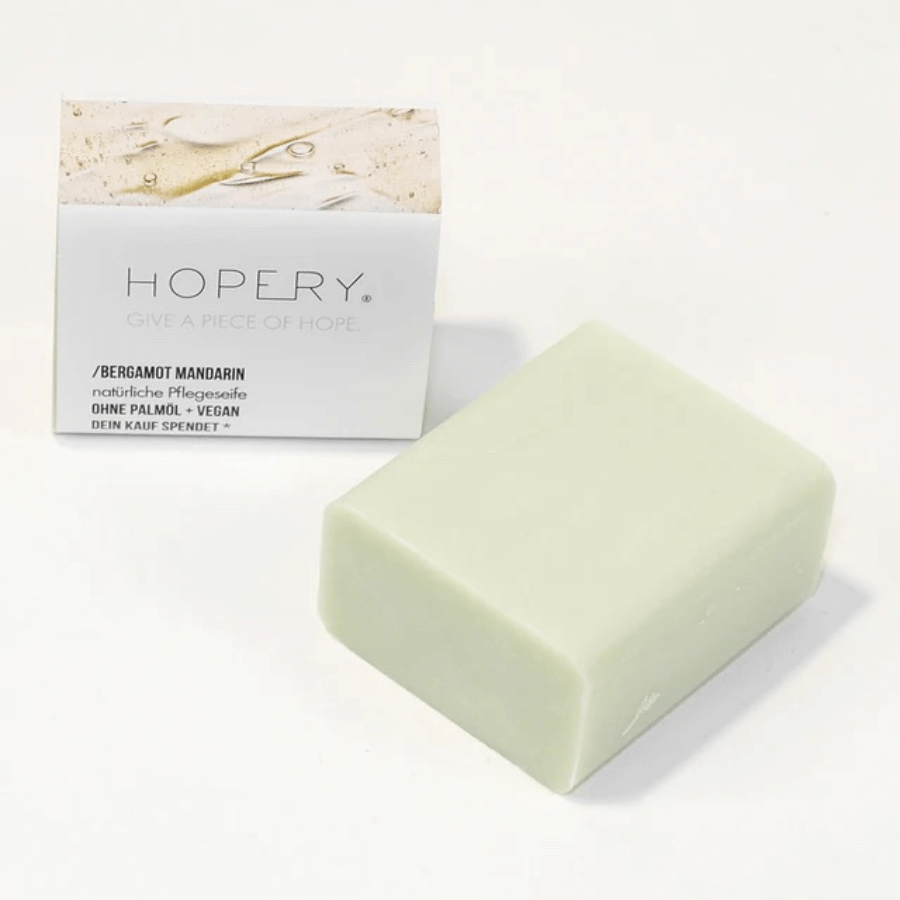 Hopery Pflegeseife Bergamot Mandarin – Seife und Verpackung