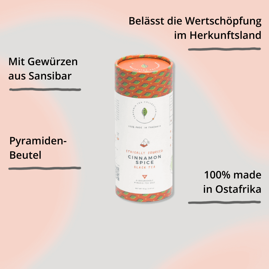 Kazi Yetu Tee Cinnamon Spice von vorne und oben mit Impact