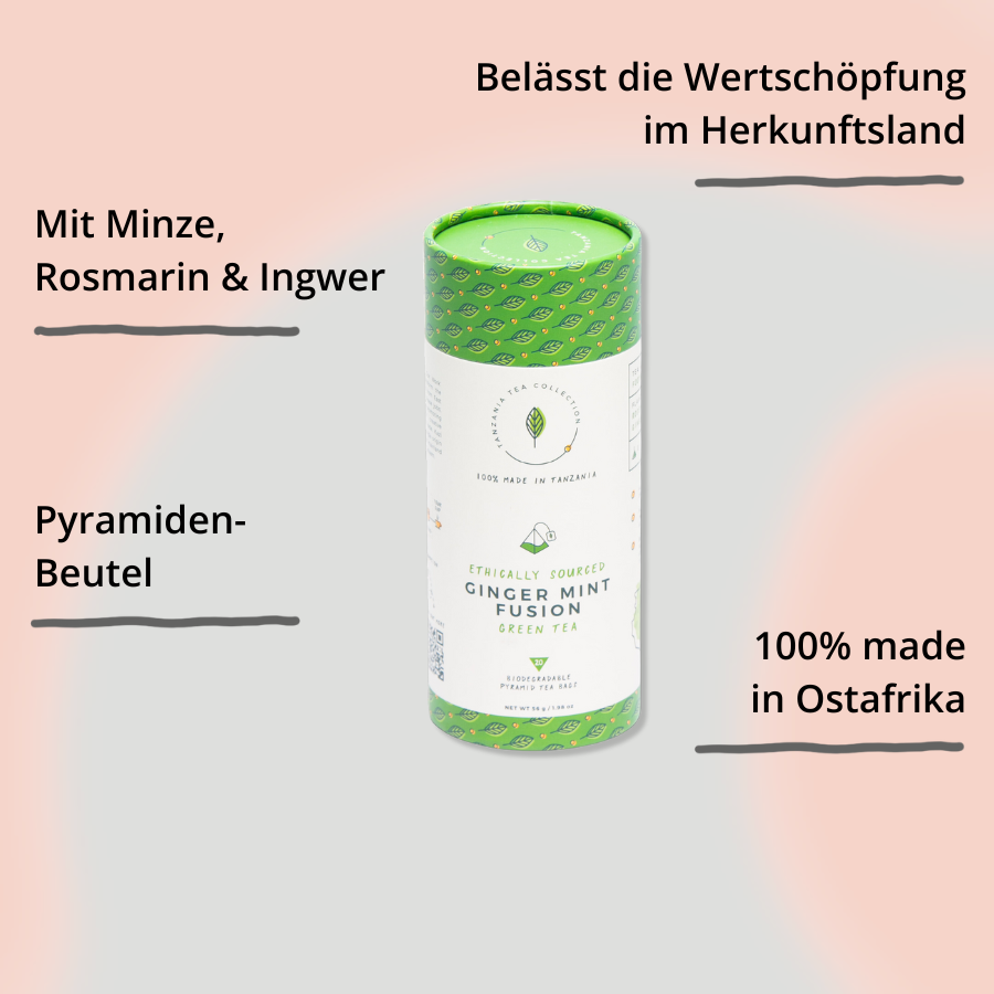 Kazi Yetu Tee Ginger Infusion von vorne und oben mit Impact