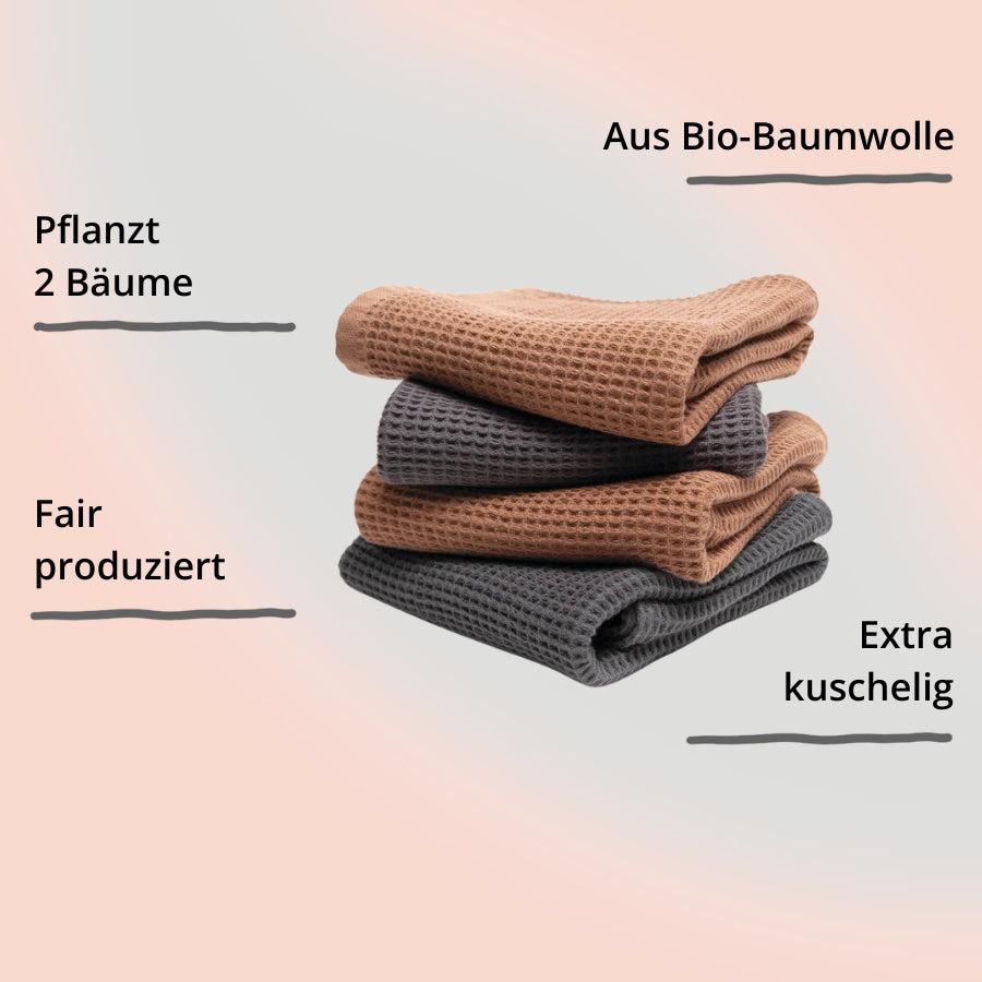 Geschirrtücher (40x60 cm) – 2er Set von Kushel in der Farbe Toffee und Slate Grey mit Impact