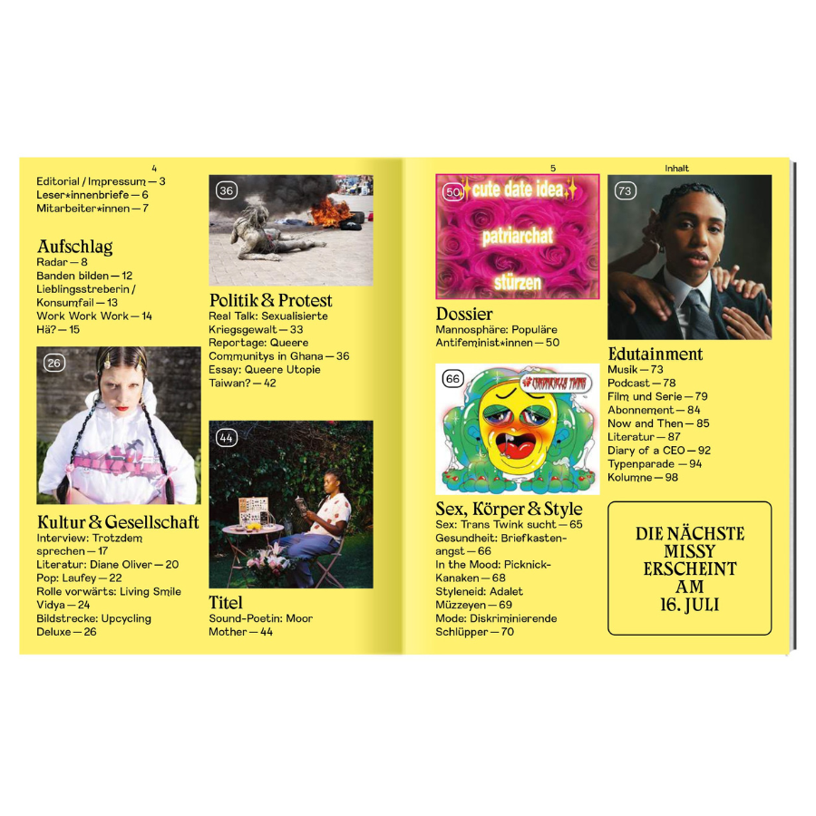 Missy Magazin Ausgabe 3|2024 – Inhaltsverzeichnis