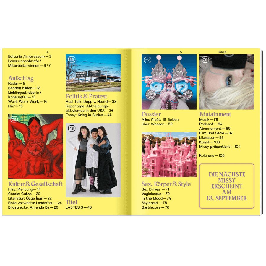 Missy Magazin Ausgabe 04|2023 Inhaltsverzeichnis