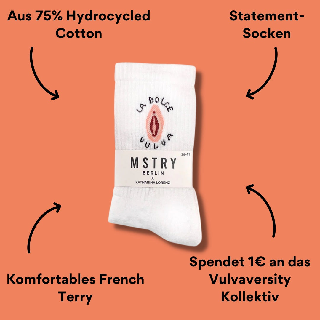 Mstry Socken La dolce Vulva weiß mit Impact