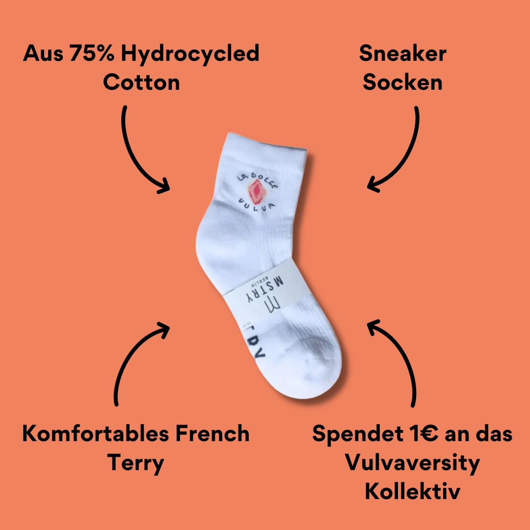 Weiße Sneaker Socken La Dolce Vulva von Mstry mit Impact