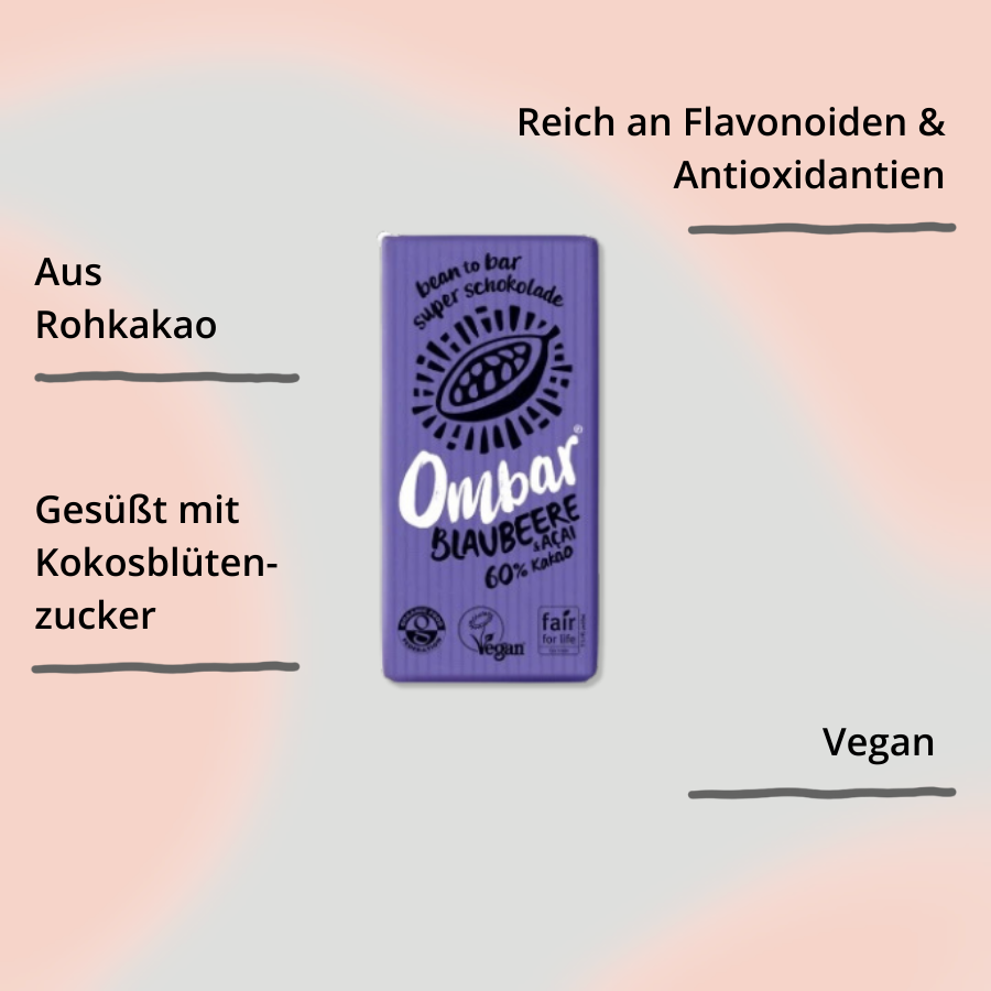 Ombar Schokolade Blaubeere & Acai 60% Kakao mit Impact