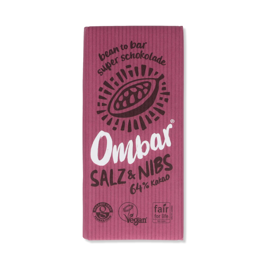 64% Kakao – Salz & Nibs, vegane Schokolade von Ombar