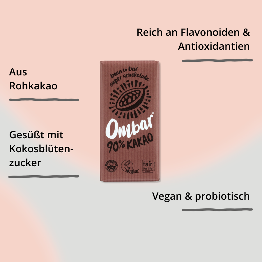 90% Kakao, vegane Schokolade von Ombar mit Impact