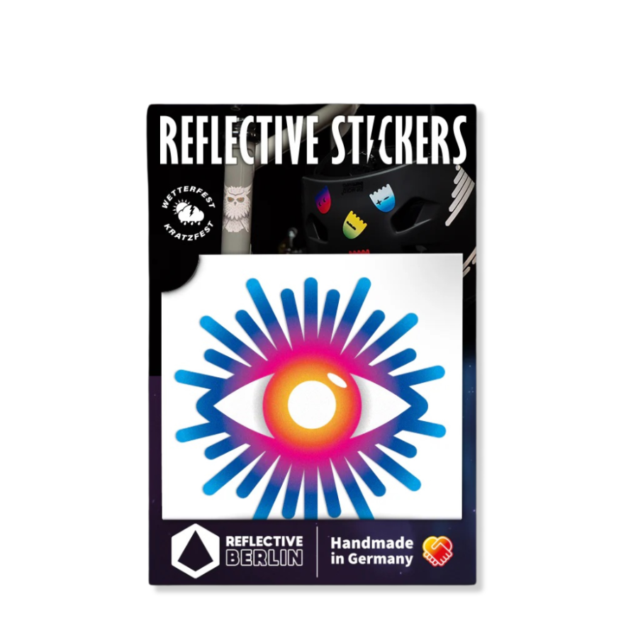 Reflexierende Sticker & Formen – Größe S. Motiv Auge (Rainbow) Verpackung
