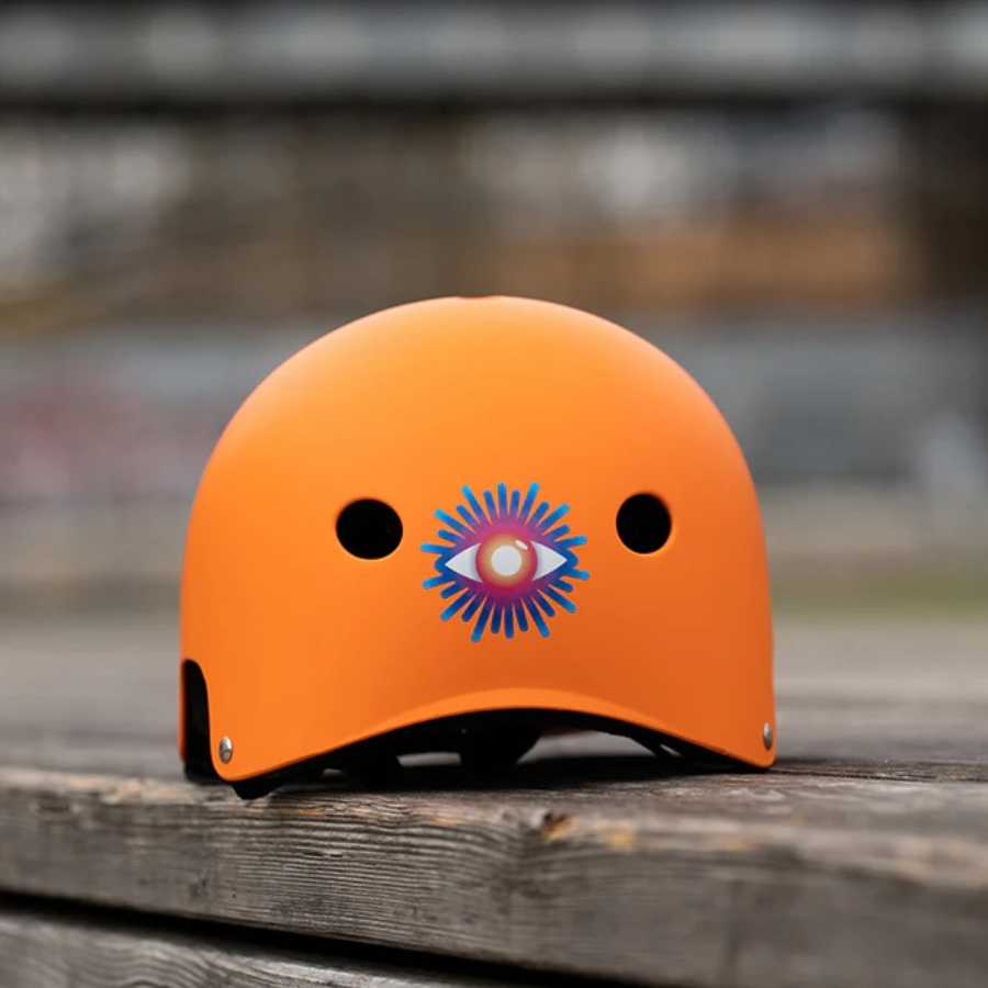 Reflexierende Sticker & Formen – Größe S. Motiv Auge (Rainbow) auf Fahrradhelm