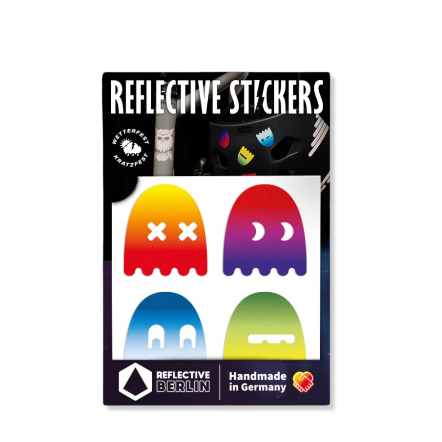 Reflexierende Sticker & Formen – Größe S. Motiv Ghosts (Rainbow) Verpackung