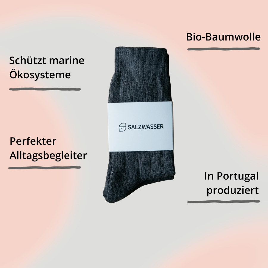 Stricksocken von Salzwasser – Anthrazit verpackt mit Impact