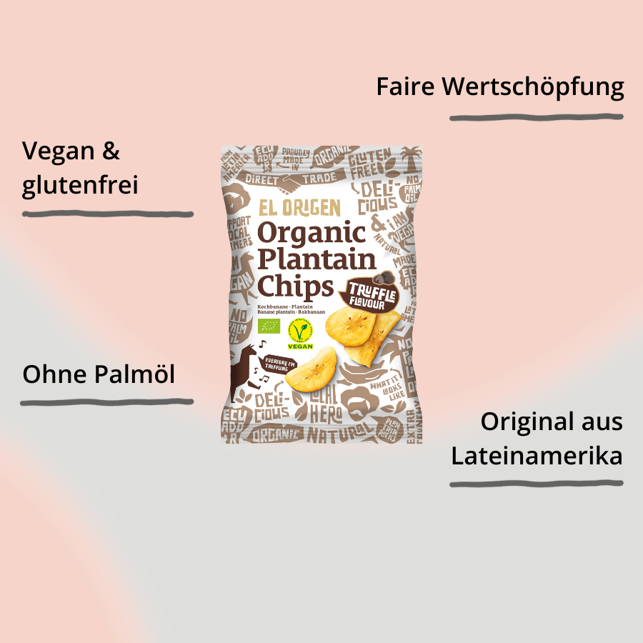 el origen Banenchips mit Trüffel-Geschmack Verpackung mit Impact