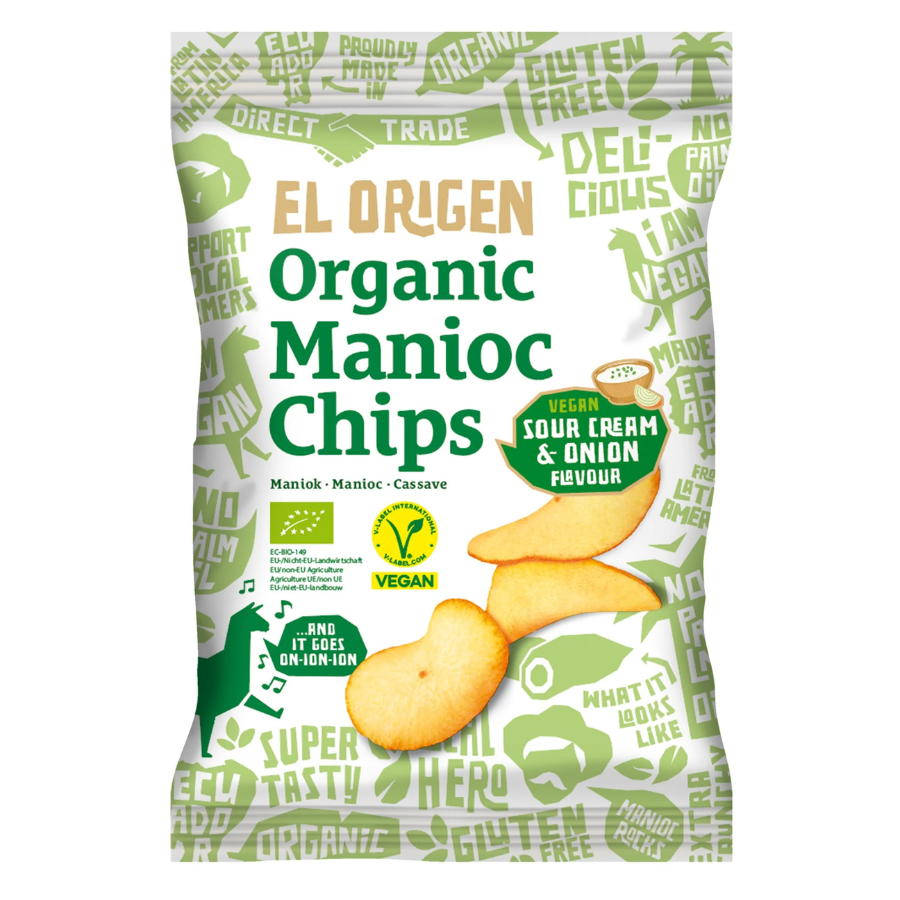 el origen Maniokchips Sour Cream & Onion Verpackung