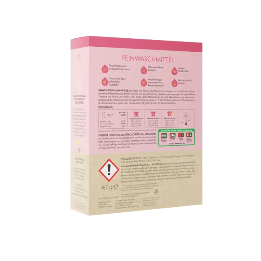 Feinwaschmittel von everdrop – Verpackung von hinten