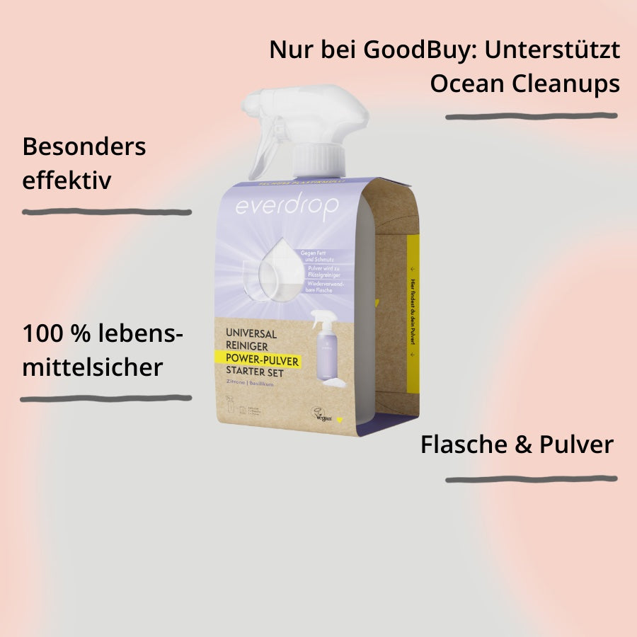 everdrop Universalreiniger Starter Set von vorne mit Impact