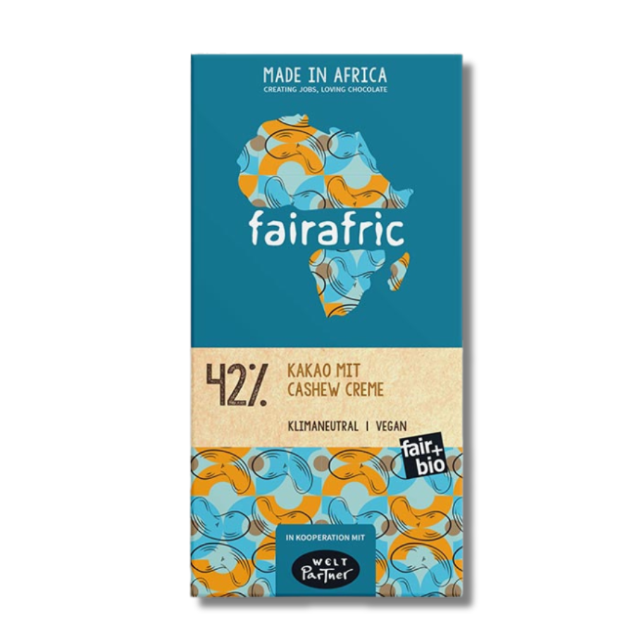 Vegane Helle Schokolade von fairafric – Verpackung