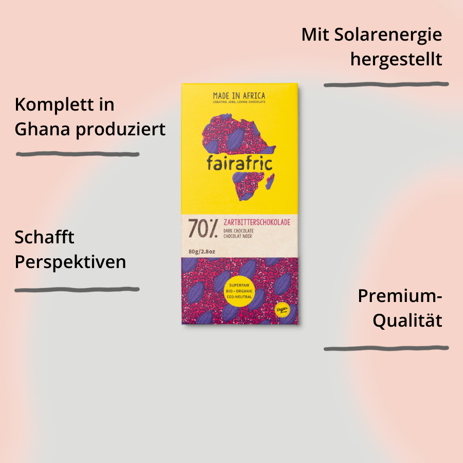 fairafric Schokolade 70% Verpackung mit Impact