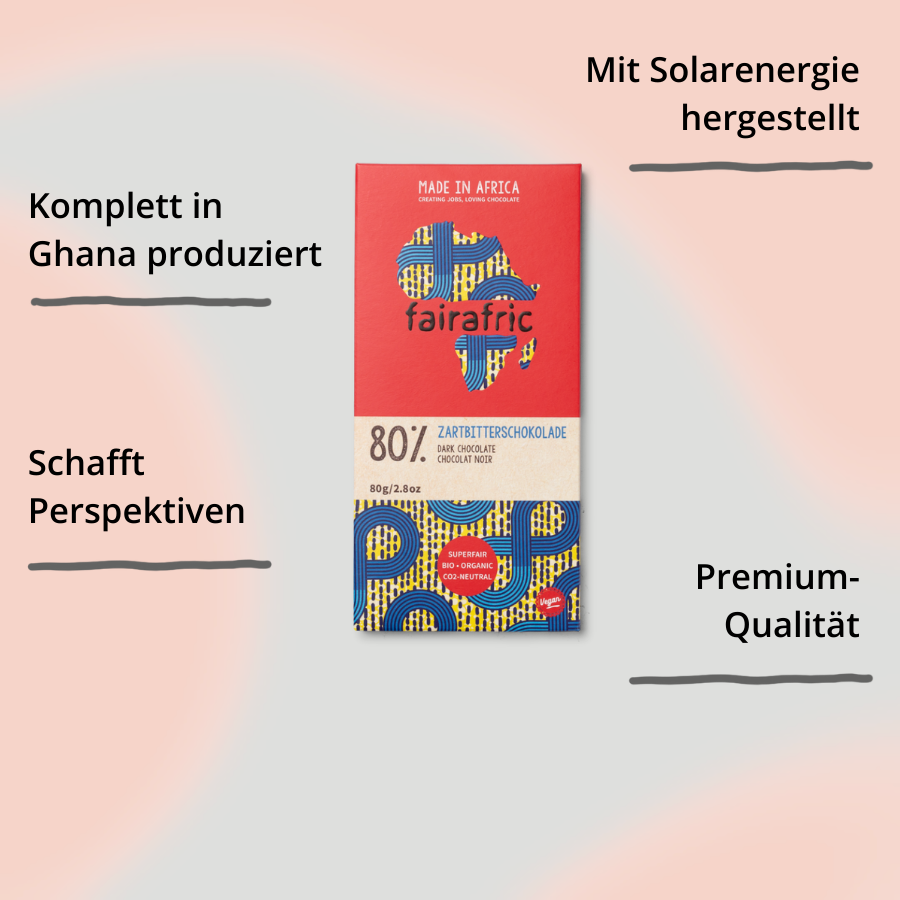 fairafric Schokolade 80% Verpackung mit Impact