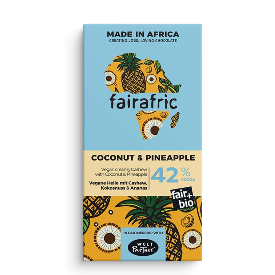 Vegane Helle mit Kokosnuss & Ananas (42%) von Fairafric – Verpackung