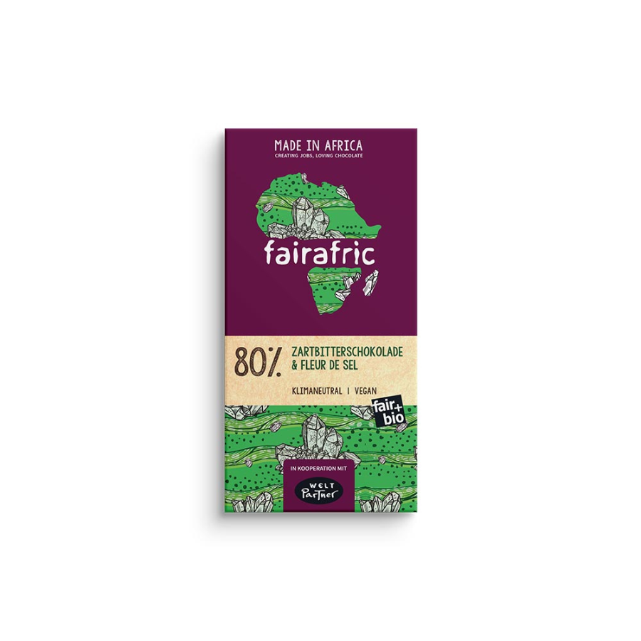 fairafric Schokolade 80% fleur de sel Verpackung