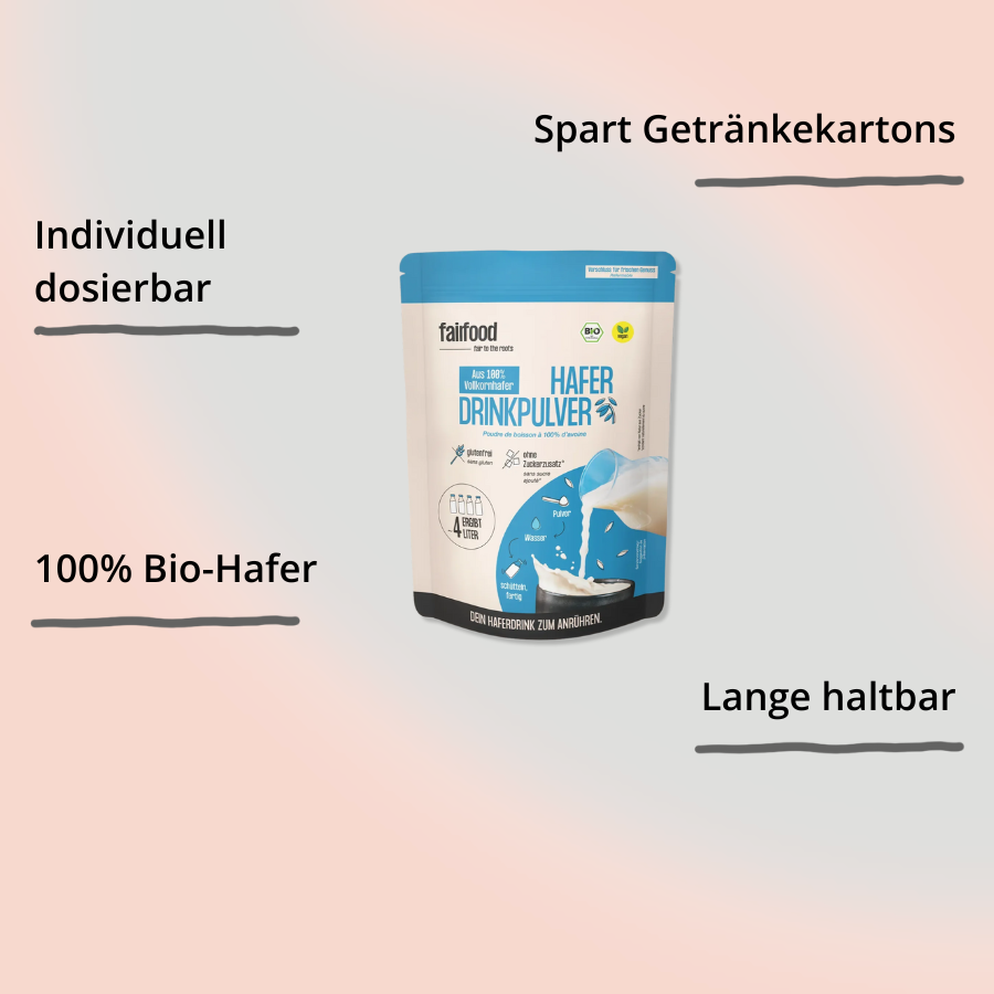 fairfood Haferdrinkpulver im 360g Beutel mit Impact