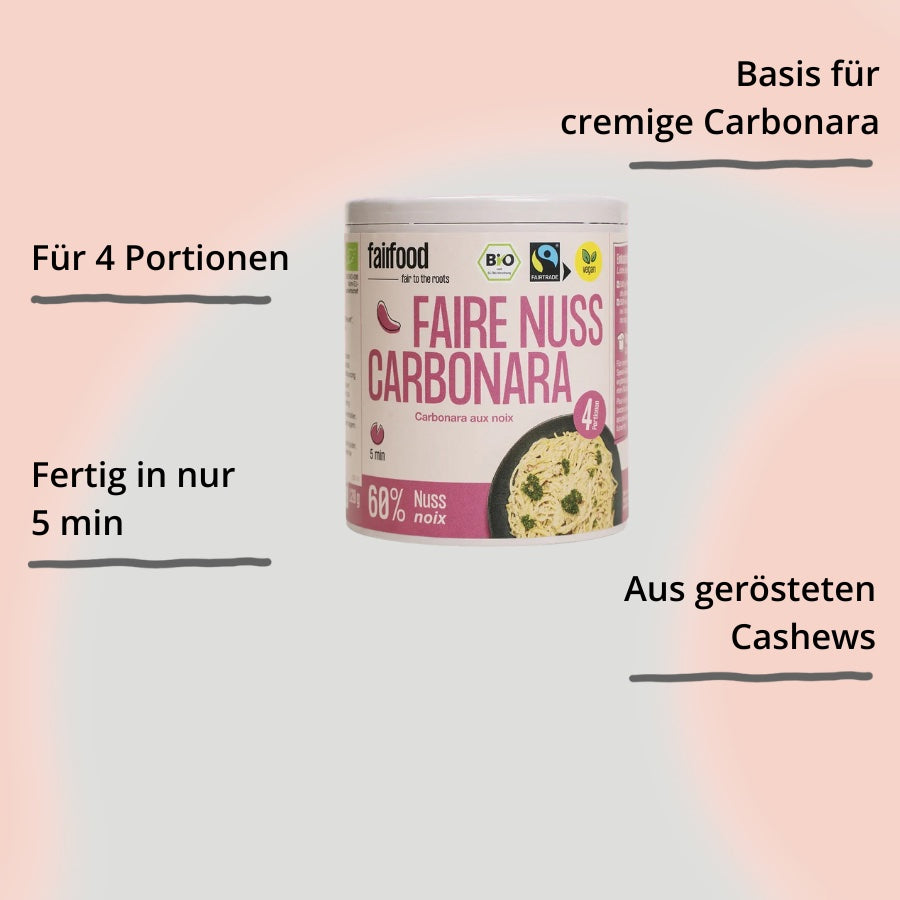 Faire Nuss Carbonara – Verpackung mit Impact