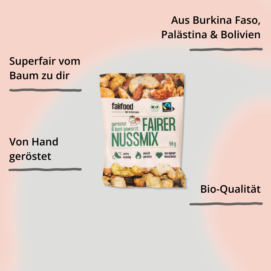 fairfood – Fairer Nussmix 50 g Tütchen  mit Impact