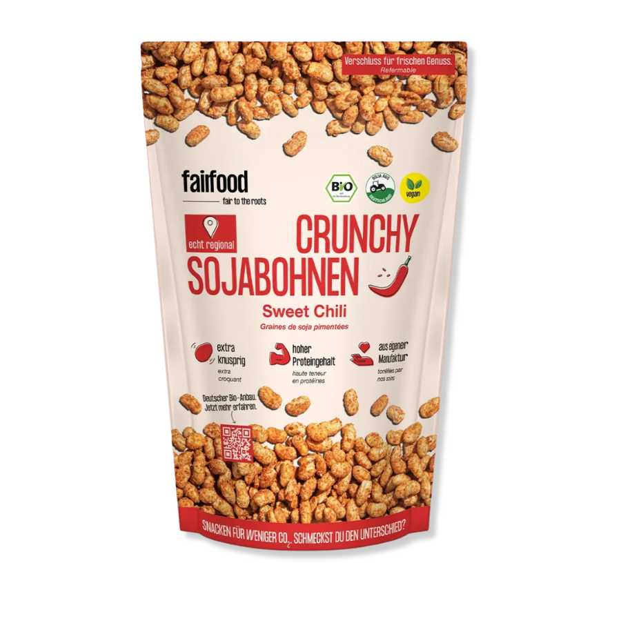 Crunchy Sojabohnen – Sweet Chili von fairfood Verpackung