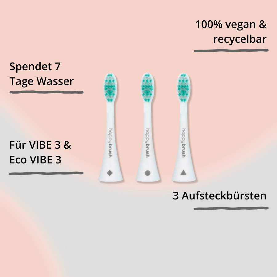 happybrush Aufsteckbürsten Weiß 3Stück mit Impact