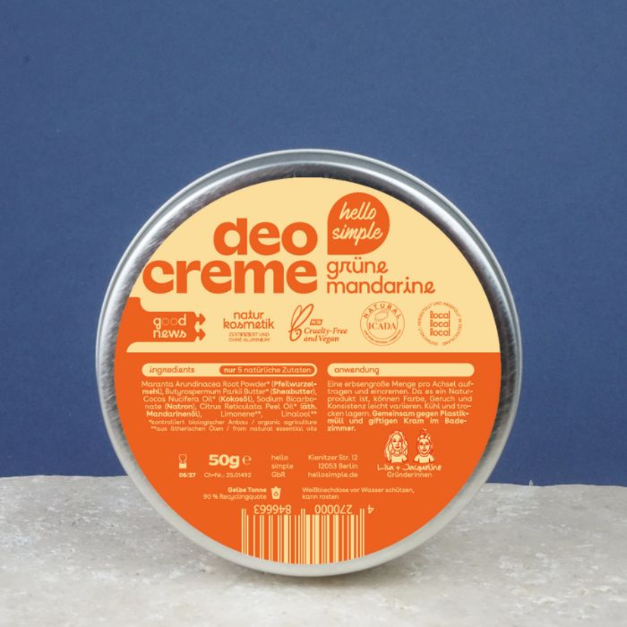 Deocreme – Grüne Mandarine von hello, Verpackung von hinten