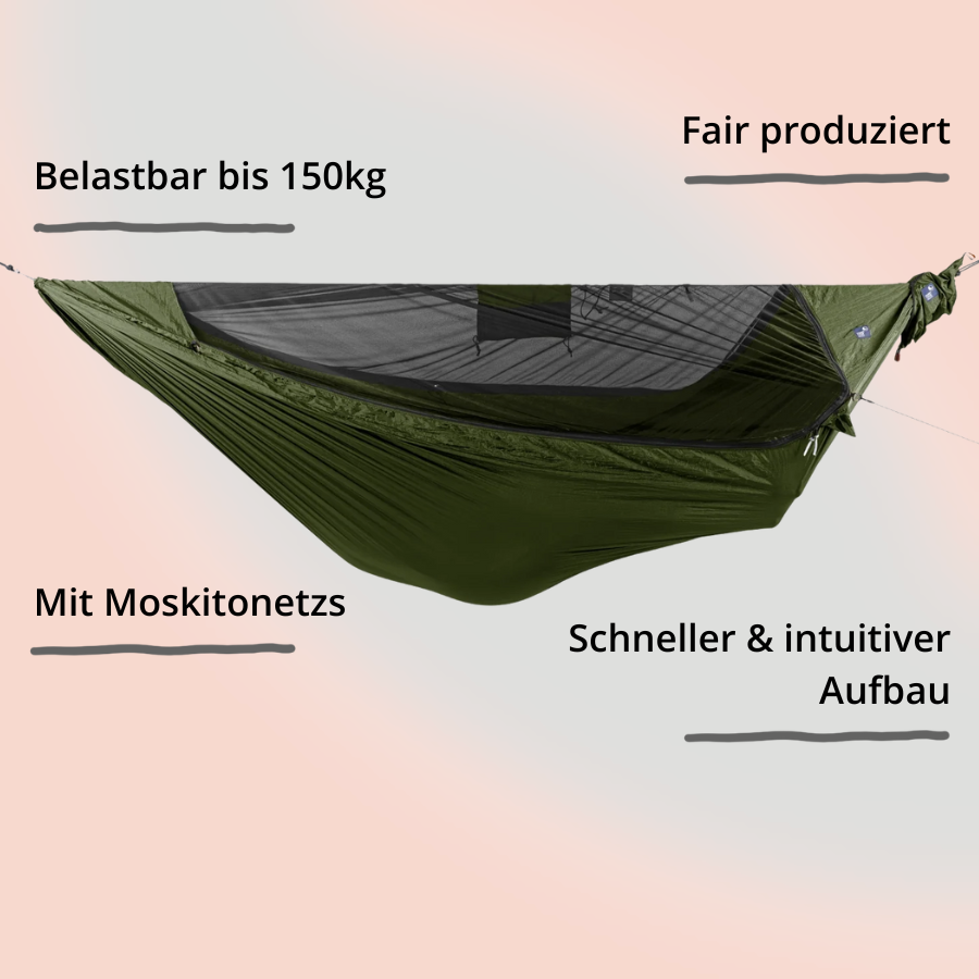 Ticket to the Moon Hängematte – Pro mit Moskitonetz Army Green mit Impact