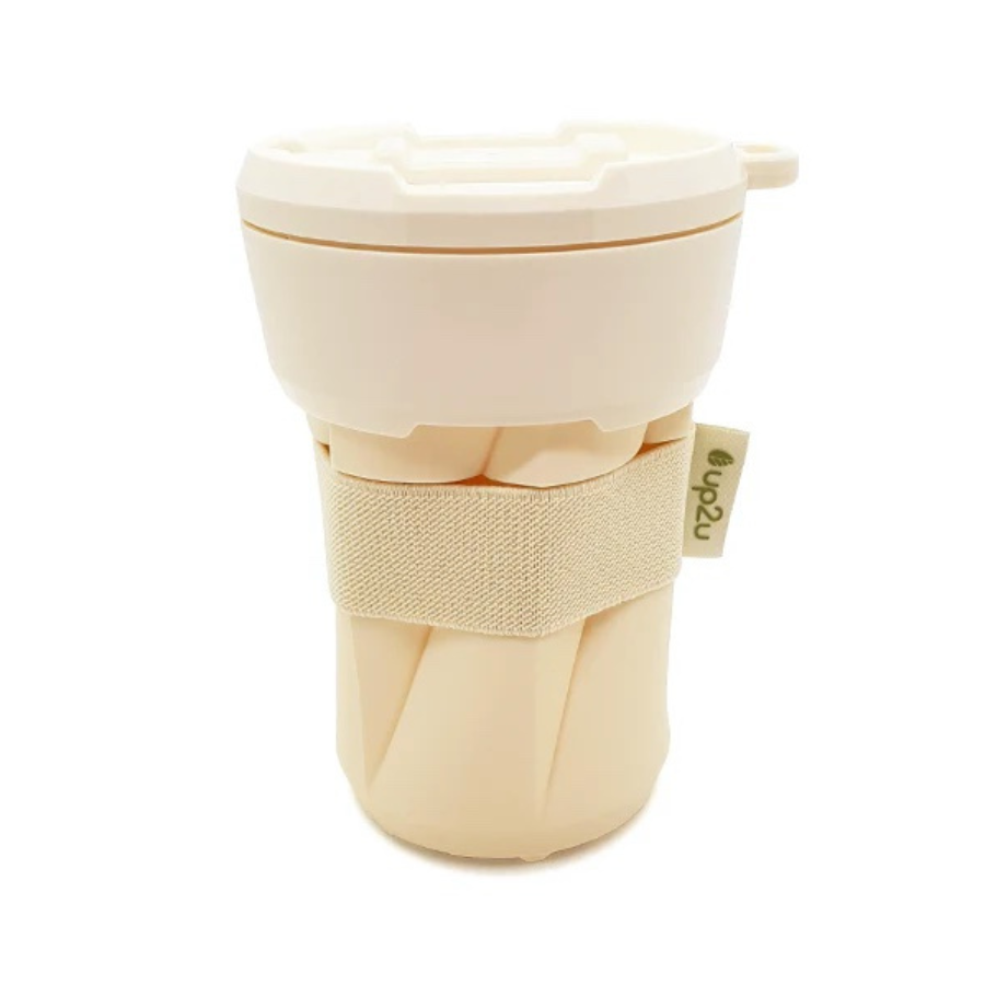Faltbarer To-go Becher von up2u in der Farbe Vanilla