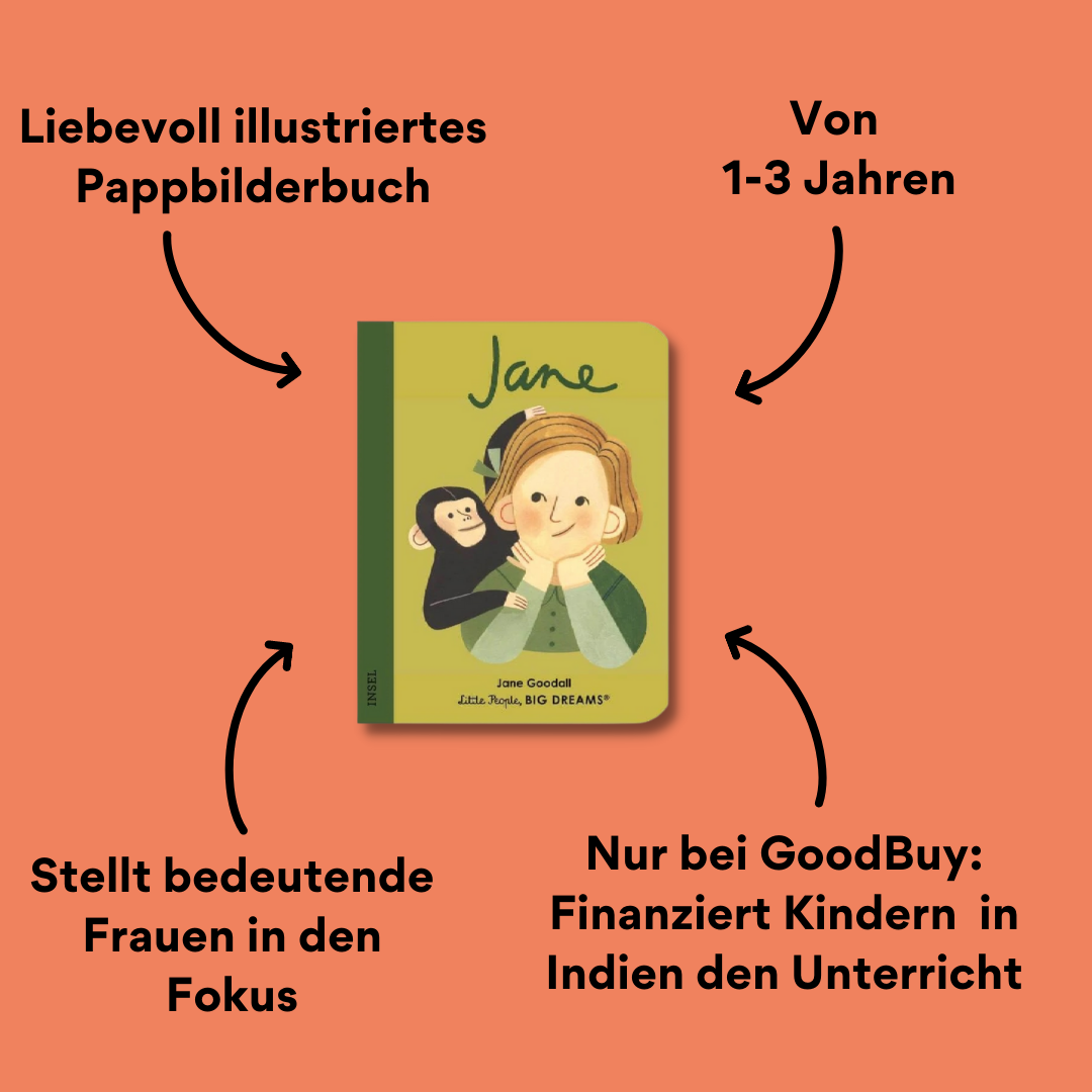 Little People Big Dreams Pappbilderbuch Jane Cover mit Impact